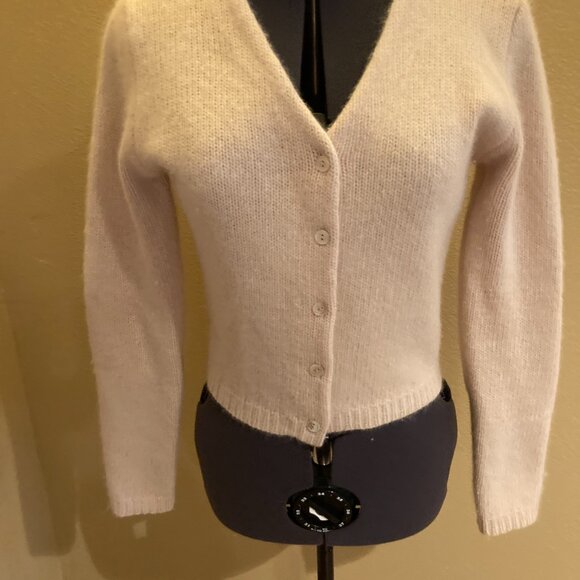 J. Crew Cropped Lambswool/Angora Rabbit Hair/Nylon  Pearl Button Cardigan Sz S - Picture 8 of 9